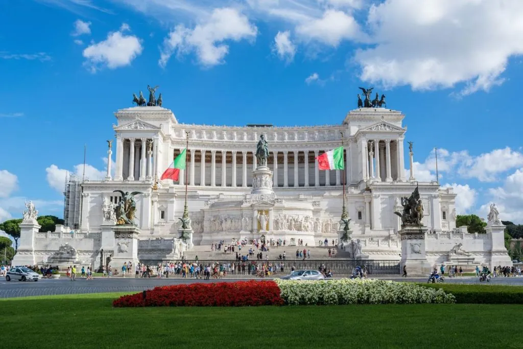 Altar of the Fatherland, grand Rome monument in Rome in May