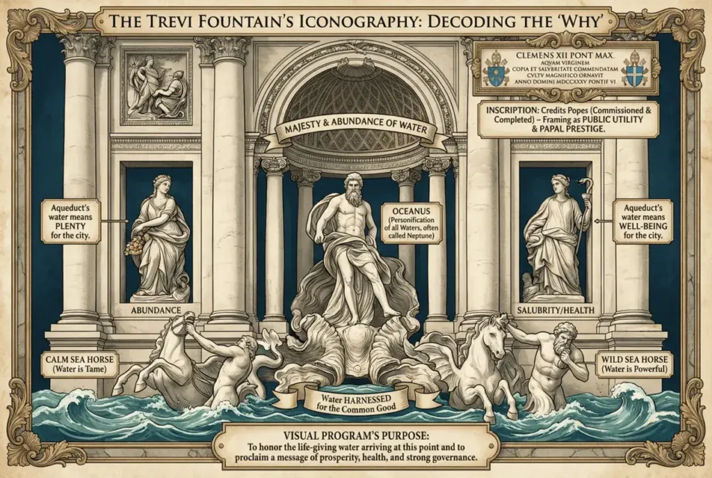 Qué significa la iconografía de la Fontana de Trevi
