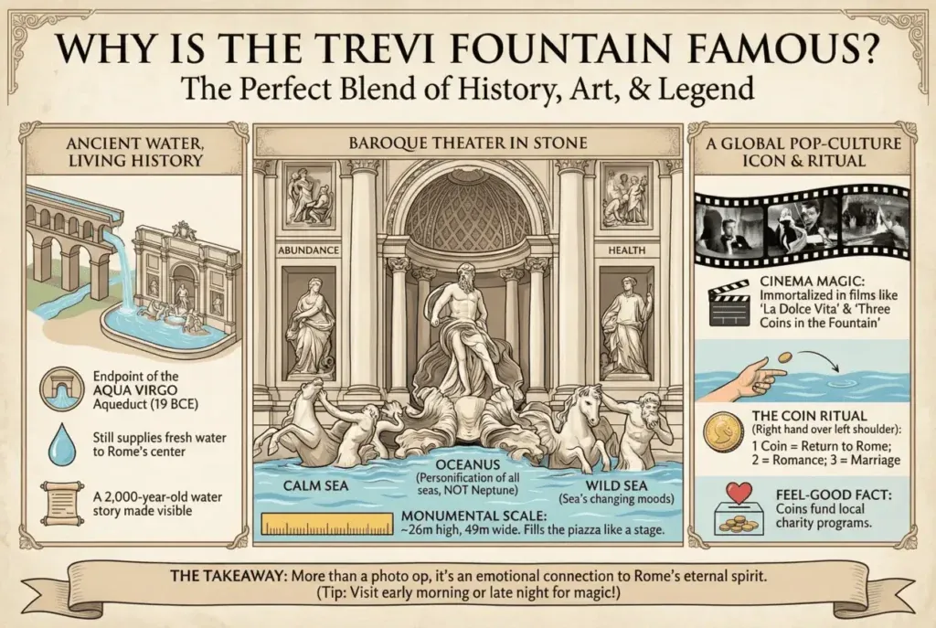 ¿Porque es famosa la fontana de trevi?