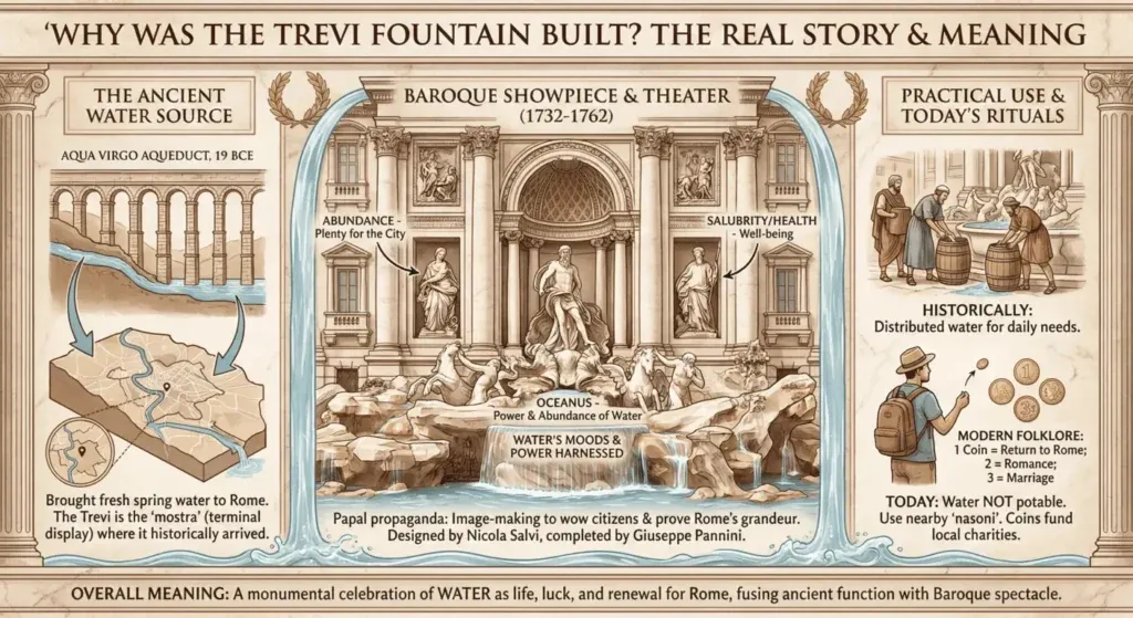 ¿Por qué se construyó la fuente de Trevi?