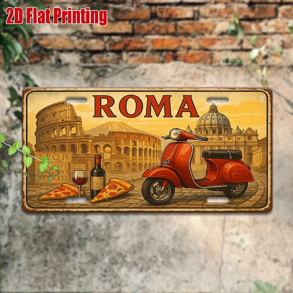 Placa de matrícula metálica Roma vintage – 1 – view 5