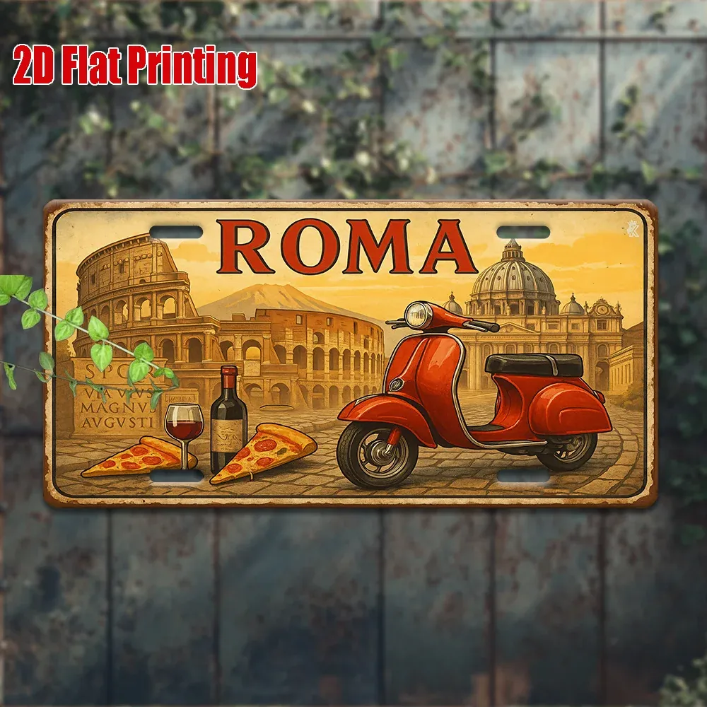 Placa de matrícula metálica Roma vintage – 1 – view 4