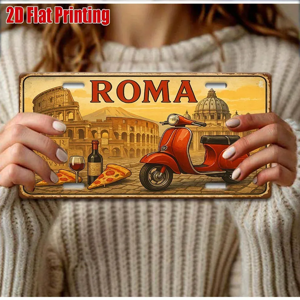 Placa de matrícula metálica Roma vintage – 1 – view 3