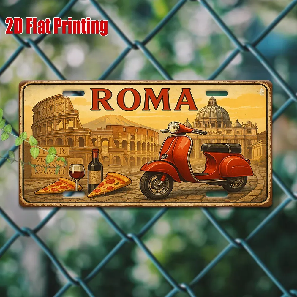 Placa de matrícula metálica Roma vintage – 1 – view 2