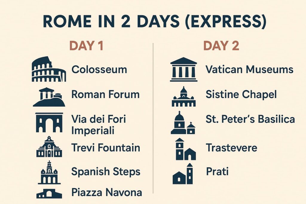 Itinéraire de 2 jours à Rome