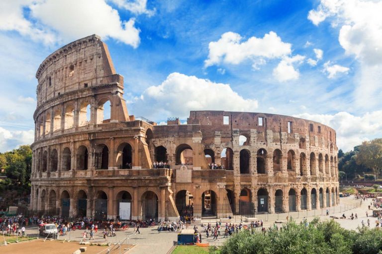 Outside the Colosseum on a sunny day