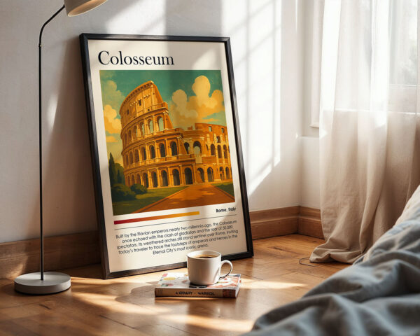 Vintage Sunset Colosseum Poster, Rome Italy 2