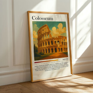 Vintage Sunset Colosseum Poster, Rome Italy