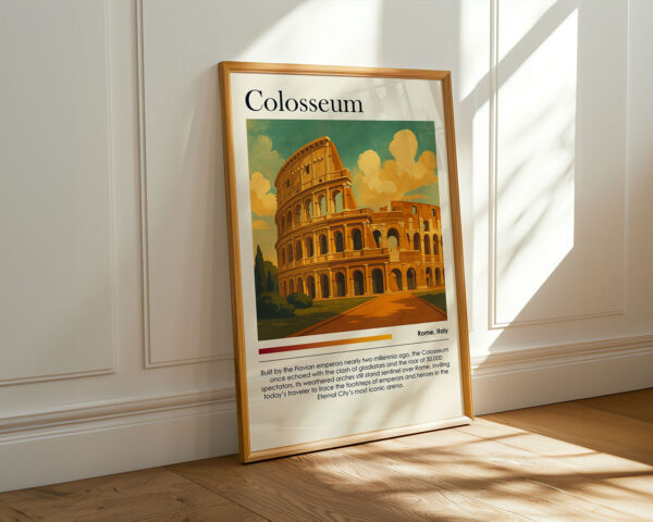 Vintage Sunset Colosseum Poster, Rome Italy