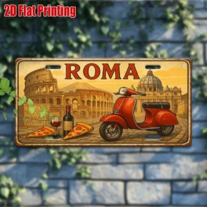 Rome Vintage Metal License Plate - 1