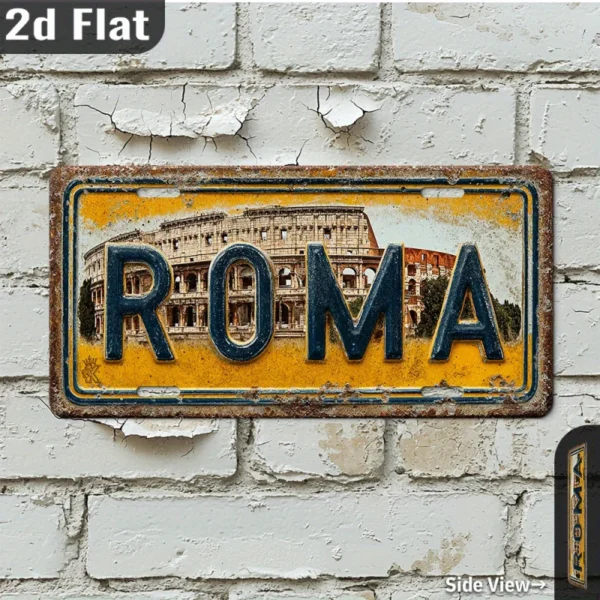 Rome Vintage Metal License Plate – 2 - Image 6