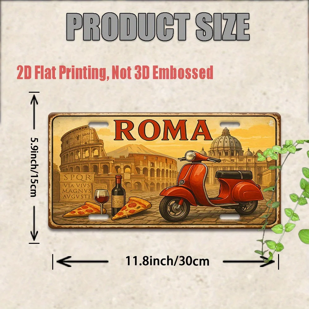 Rome Vintage Metal License Plate - 1 - Image 6