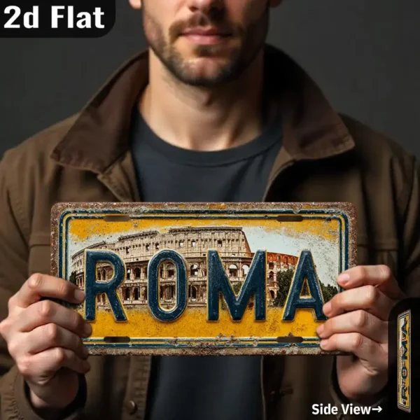 Rome Vintage Metal License Plate – 2 - Image 7