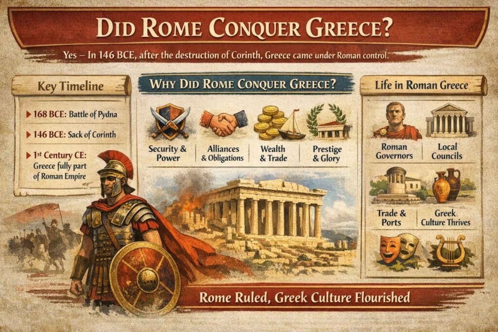 Did rome conquer greece - Infographic