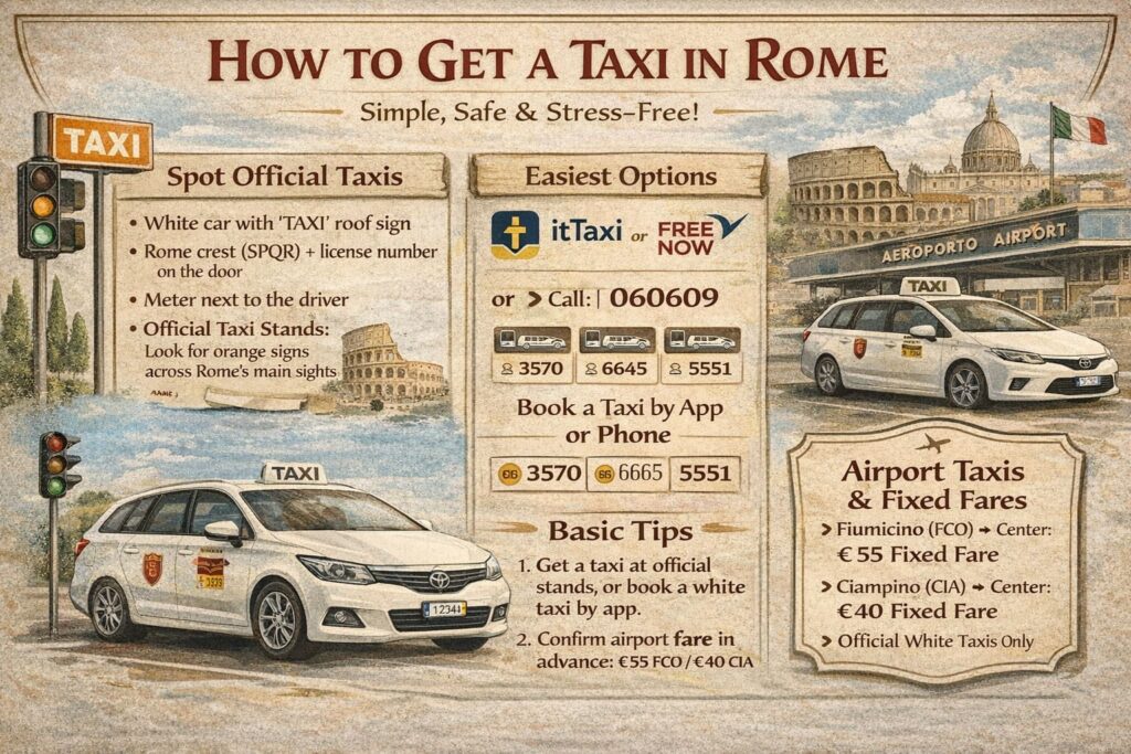 How to get a taxi in rome - Infographic
