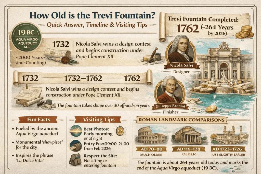 ¿Cuántos años tiene la fuente de Trevi?