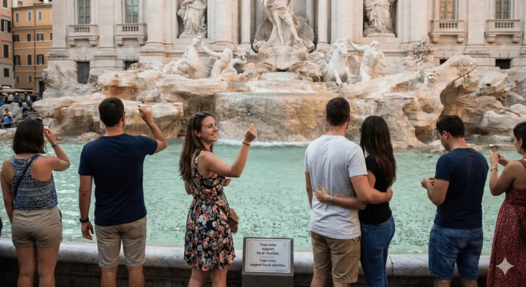 The coin-throwing ritual Trevi Fountain